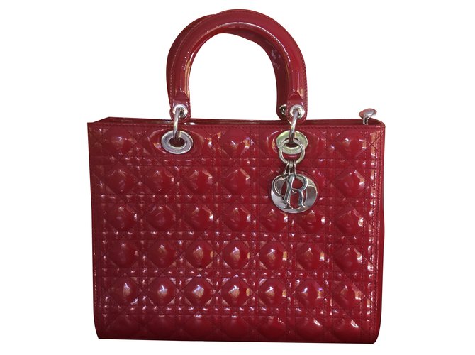 Dior Handtasche Rot Lackleder  ref.21948