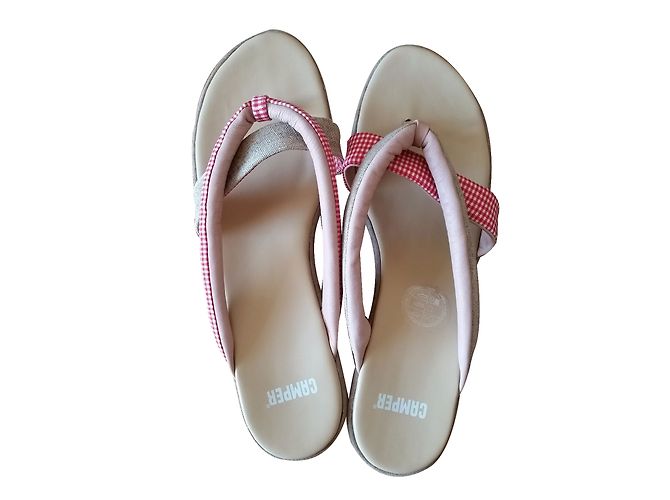 Autre Marque Camper Leather Wedge Mules Beige