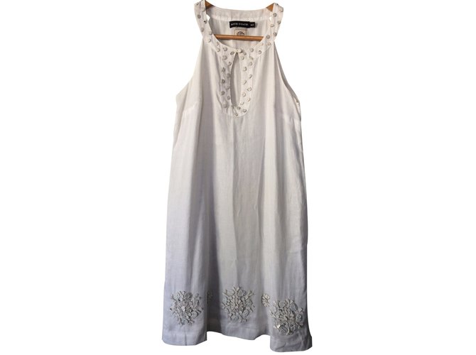 Antik Batik Kleid Weiß Baumwolle  ref.22232
