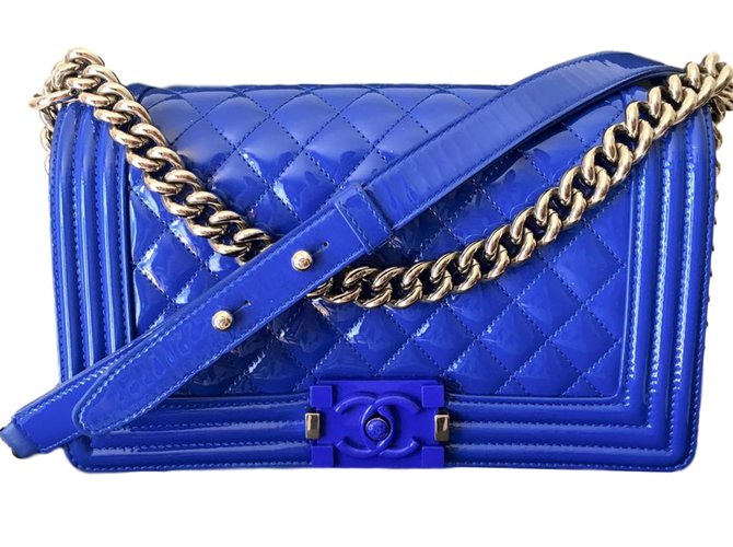 BOY chanel GHW Blue Patent leather  ref.22010