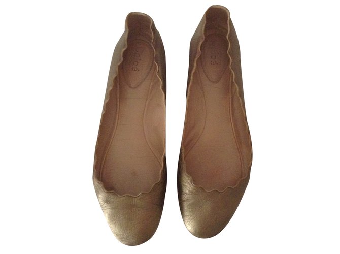 Chloé Ballet flats Bronze Leather  ref.22451
