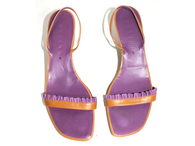 Céline Leder Pantoletten Caramel Karamell
