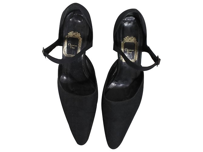 Dior Lady Dior Black Fabric Heels Size 38