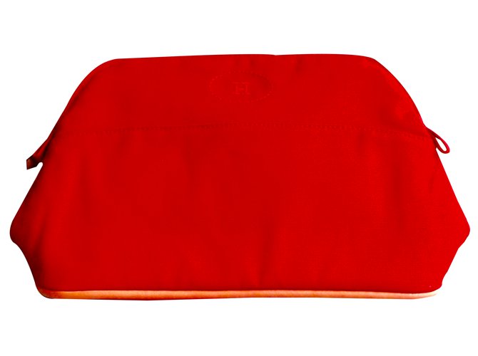 Hermès Make up bag Red Cotton  ref.22547