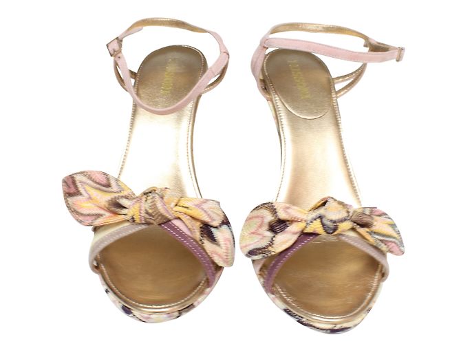 Sandali Missoni in tela e scamosciato rosa e viola Porpora