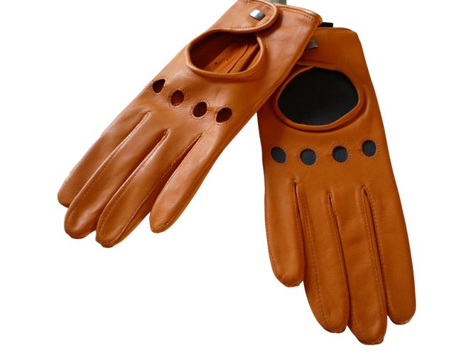Autre Marque Gloves Orange Leather  ref.22806