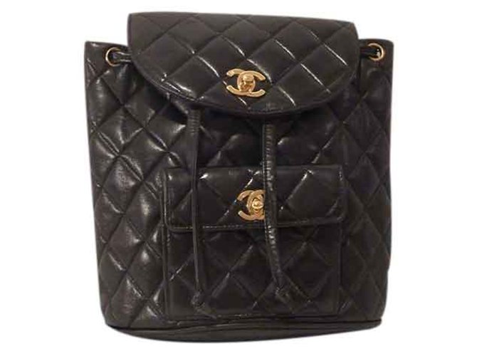 Chanel Chain Quilted Leather Backpack Black  ref.22818