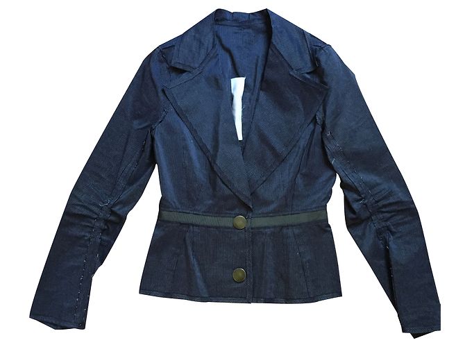 Giacca Lanvin in seta blu a righe