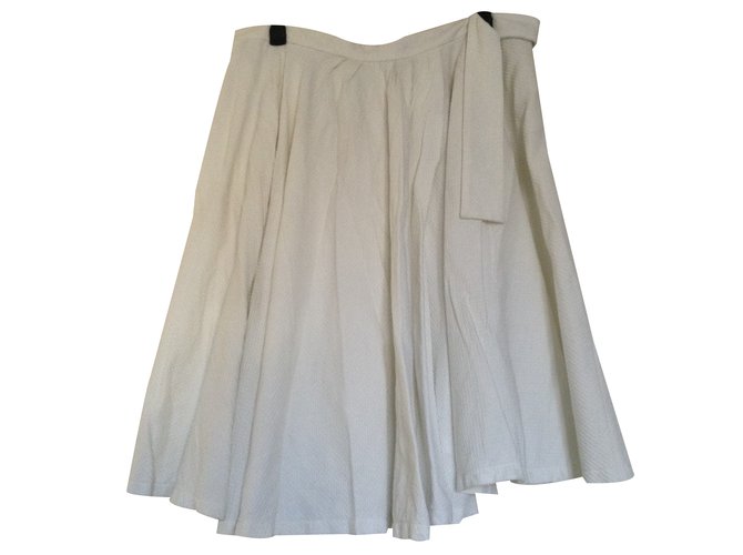 Falda Prada Blanca de Algodón Blanco 