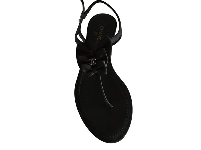 Chanel sandali Nero Pelle  ref.23031
