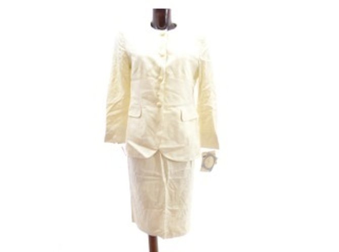 Christian Dior Skirt suit Eggshell Rayon  ref.23205