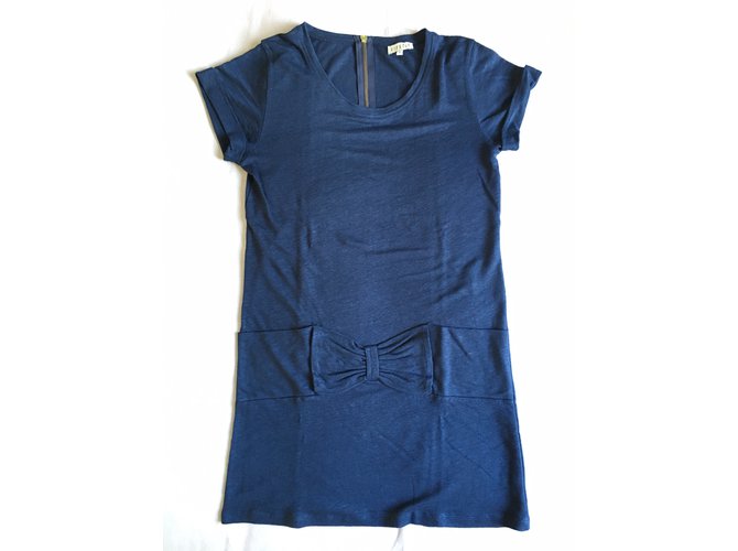 Claudie Pierlot Dress Blue Linen  ref.23309