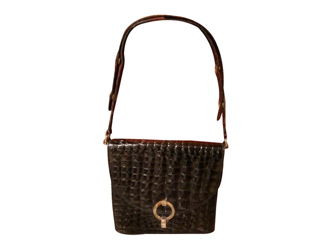Autre Marque Sac à main Vimar en cuir noir effet croco 