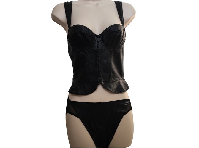 Autre Marque 'Lise Charmel' Corset and Knickers Black Viscose  ref.23328