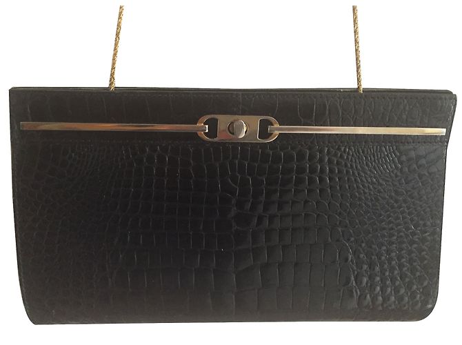 Autre Marque Borsa in coccodrillo nera Nero