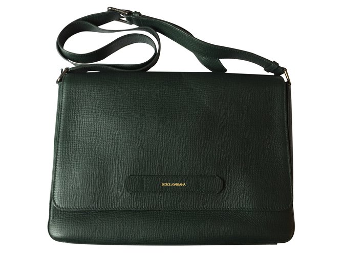 Dolce & Gabbana Saco de mensageiro Verde Couro  ref.23359