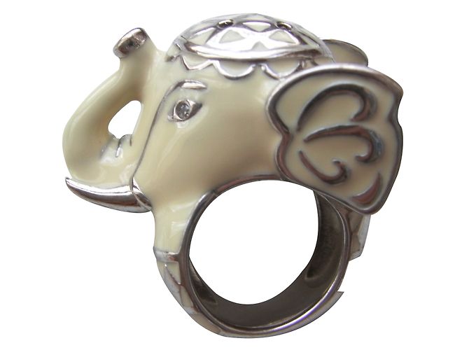 Paul & Joe Elephant Ring Elfenbein und Silber Größe 53 Beige