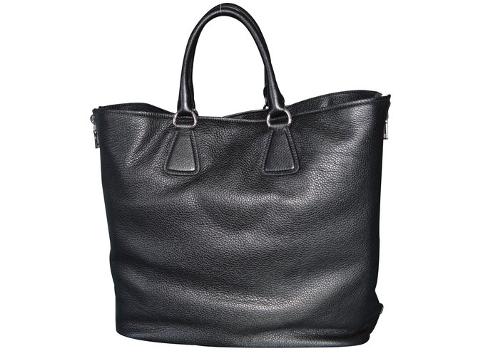 Prada BN2419 Bolso tote / bandolera de cuero negro vitello phenix  ref.23394