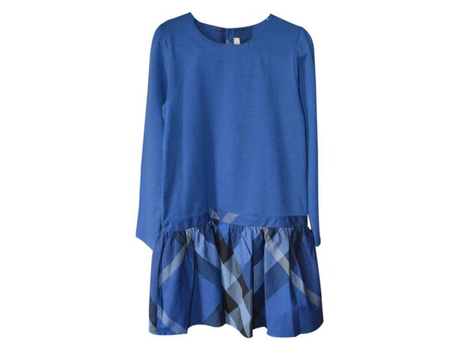 Abito burberry junior girl 10 years bambina robe with tag vestito dress genuine Blue Cotton  ref.23468