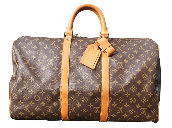 Keepall Louis Vuitton Travel bag Brown Cloth  ref.23659