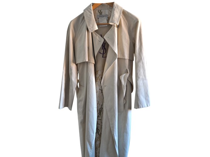 Yves Saint Laurent Trench coat Beige Cotton  ref.23688