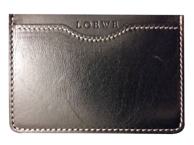 Loewe portafoglio di carte Nero Pelle  ref.23705