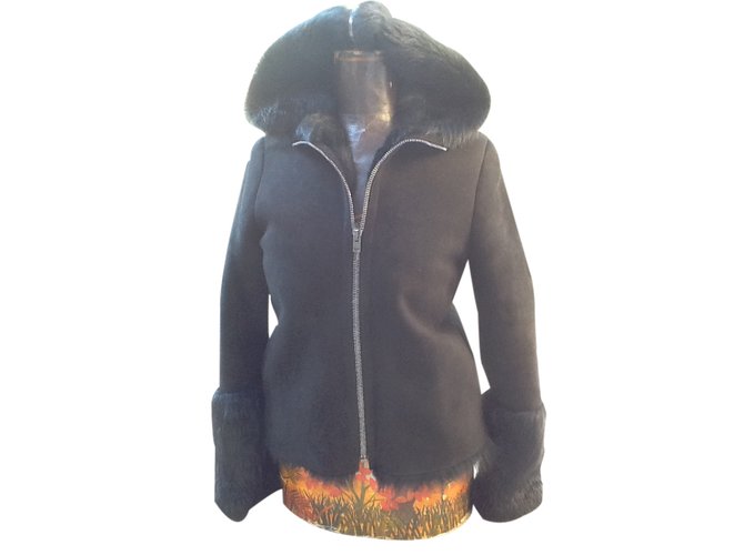 Joseph Mongolei Lamm Jacke Schwarz Pelz  ref.23707