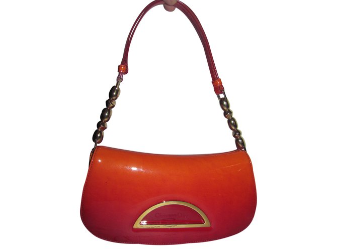 Dior Handbag Orange Patent leather  ref.23739