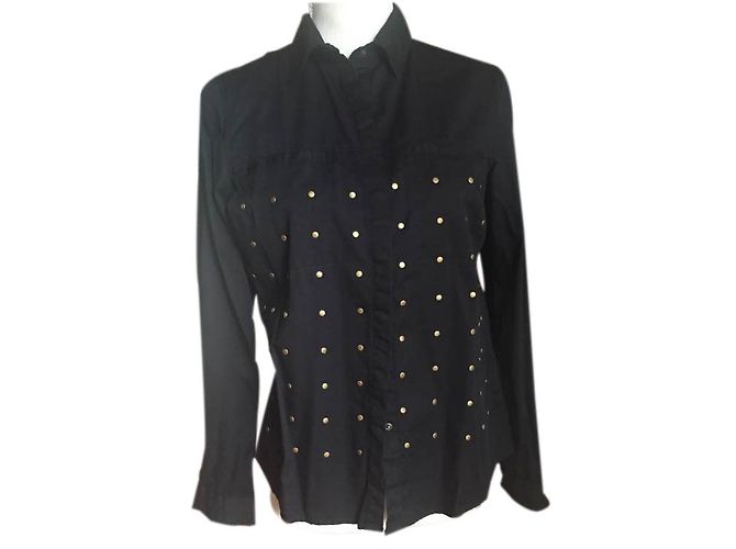 Autre Marque Camicia Mavi Nera con Borchie in Cotone Nero