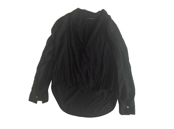 Top de algodón negro Zara XS