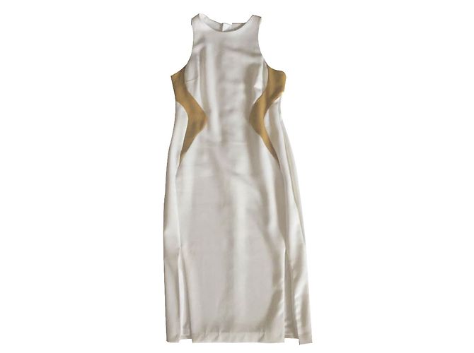 Vestido Asos Ecru e Anis Tamanho 40 Branco