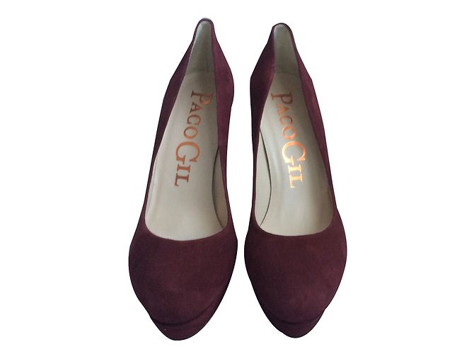 Paco Gil Leder Pumps Dunkelrot 12,5cm Absatz Bordeaux