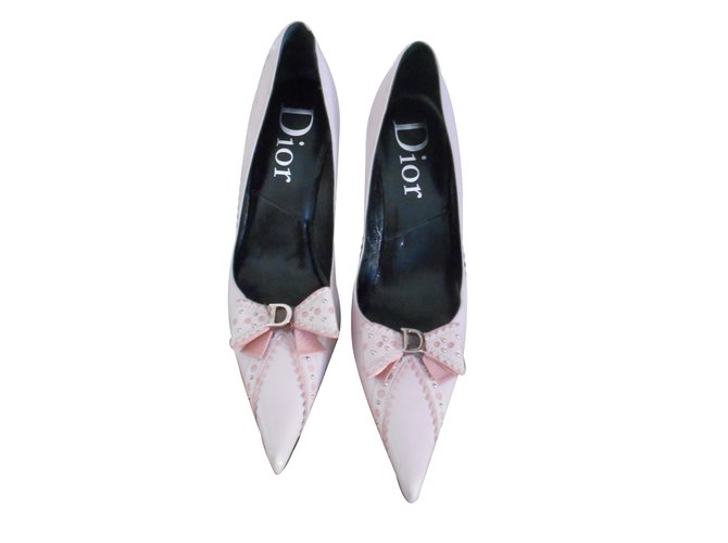 Dior Tacones Rosa Cuero  ref.23918