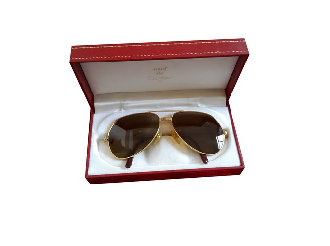 Cartier Oculos escuros Dourado Vidro  ref.24009