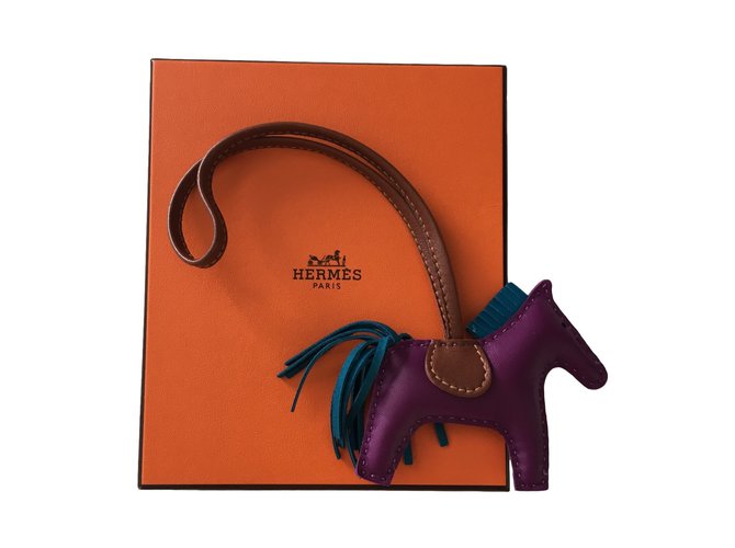 Hermès Ciondolo per borsa Rodeo PM, Anemone / Bleu Izmir / Fauve Multicolore Pelle  ref.24014