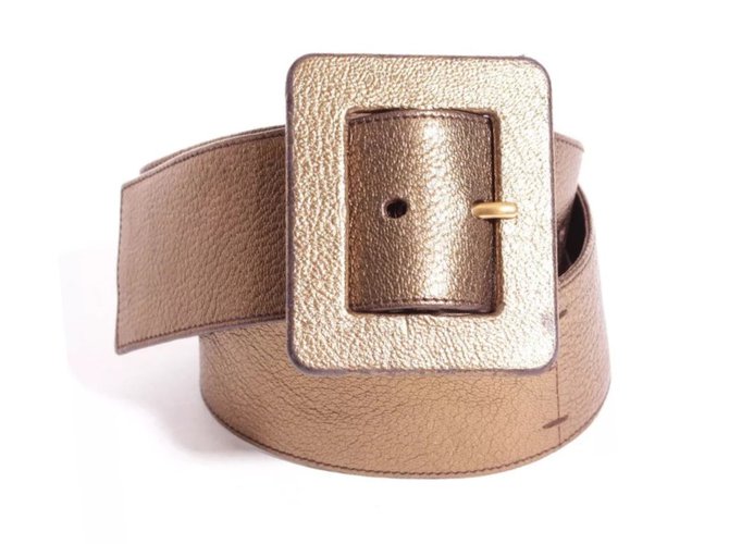 Yves Saint Laurent Vintage belt Golden Leather  ref.24045
