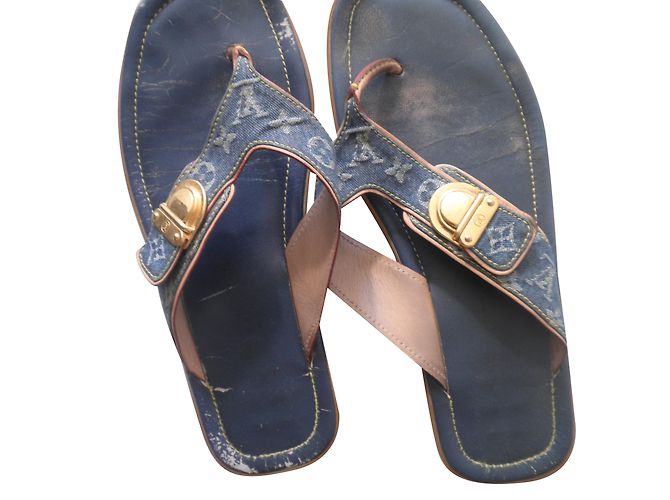 Louis Vuitton Mules Blue Cloth Size 36