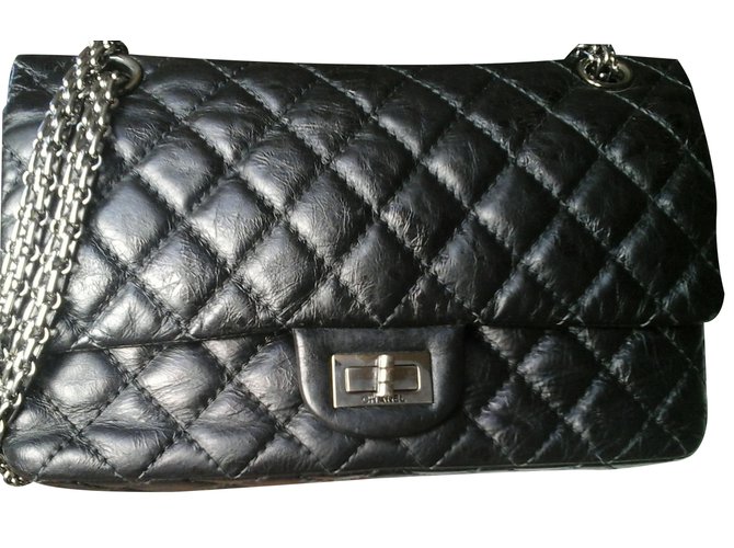 Chanel 2.55 Black Leather  ref.24087