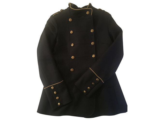 Bruuns Bazaar Navy officer coat Blue Wool  ref.24151