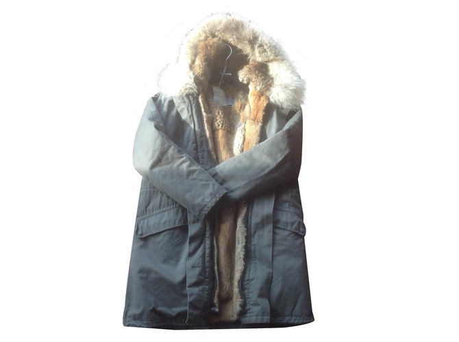 Yves Salomon Coat Khaki Fur  ref.24291