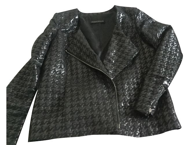Marina Rinaldi Black Cotton Leather Style Jacket