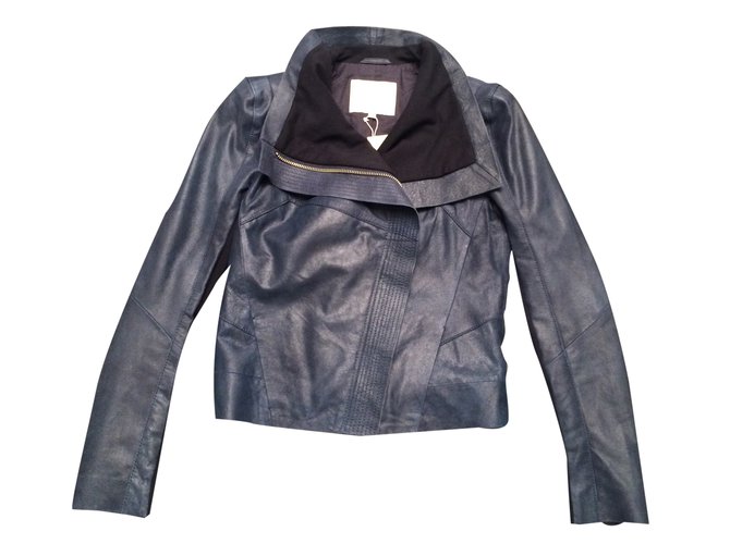 Maje Jacket Blue Leather  ref.24334