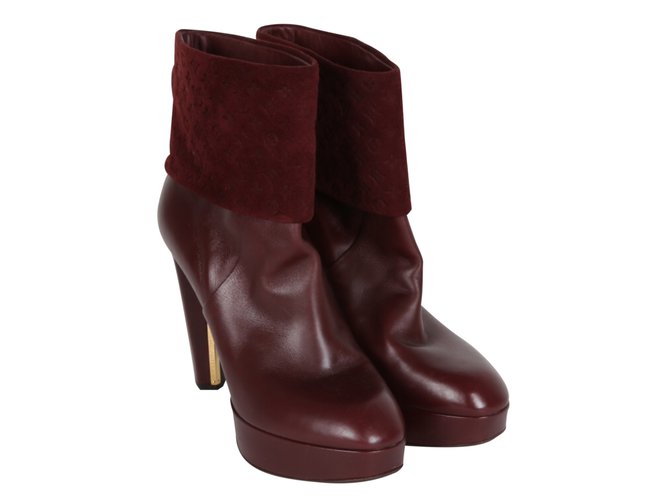 Louis Vuitton Art deco burgundy boots Leather  ref.24377