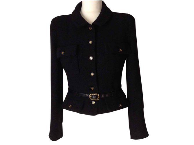 Chanel Little black jacket Wool  ref.24457