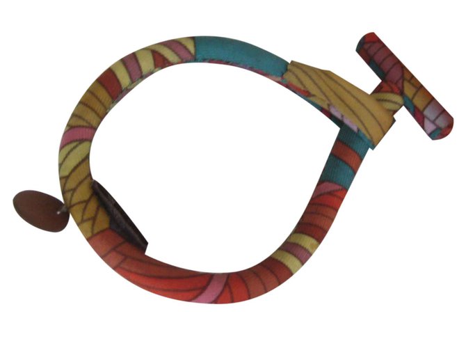 Hermès "Petit H" Armband Mehrfarben Seide  ref.24458