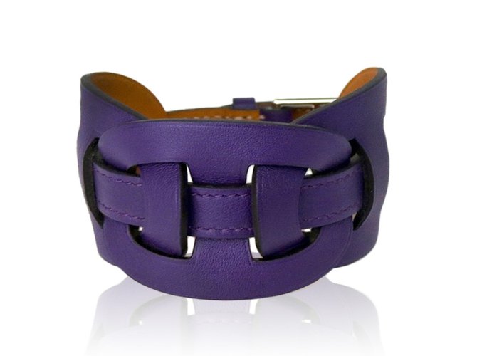 Hermès Bracelet Fetiche Violet Cuir  ref.24464