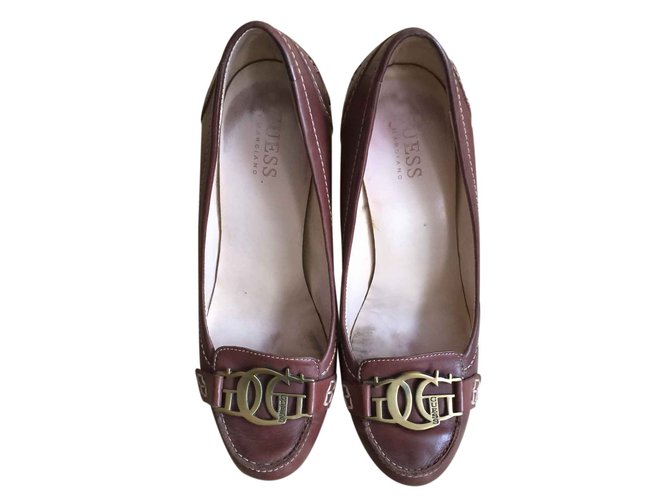 Guess Flats Brown Leather  ref.24476