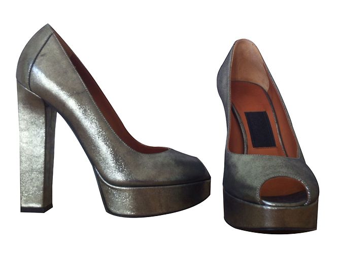 Lanvin Absatzschuhe Silber Leder Größe 36