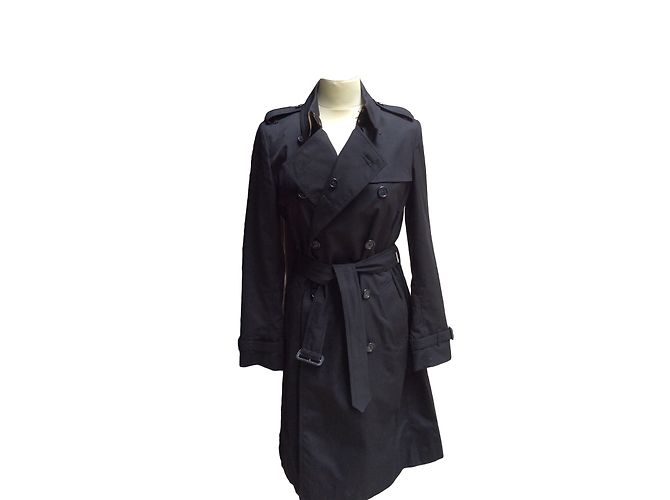 Gabardina Burberry Negra de Algodón Negro