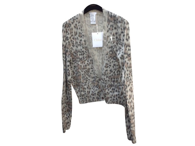Chloé Cardigan Leopard print Cotton  ref.24600